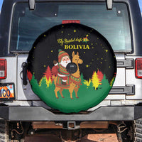 Bolivia Christmas Spare Tire Cover with Santa Claus Llama Andean Outfit and Festive Tree Design - Wonder Print Shop