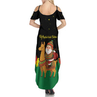 Bolivia Christmas Summer Maxi Dress with Santa Claus Llama Andean Outfit and Festive Tree Design - Wonder Print Shop