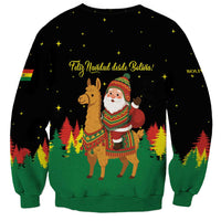 Bolivia Christmas Sweatshirt with Santa Claus Llama Andean Outfit and Festive Tree Design - Wonder Print Shop