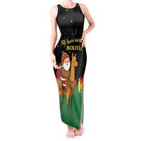 Bolivia Christmas Tank Maxi Dress with Santa Claus Llama Andean Outfit and Festive Tree Design - Wonder Print Shop