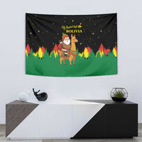Bolivia Christmas Tapestry with Santa Claus Llama Andean Outfit and Festive Tree Design - Wonder Print Shop