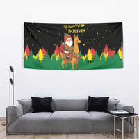Bolivia Christmas Tapestry with Santa Claus Llama Andean Outfit and Festive Tree Design - Wonder Print Shop