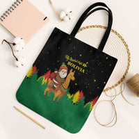 Bolivia Christmas Tote Bag with Santa Claus Llama Andean Outfit and Festive Tree Design - Wonder Print Shop