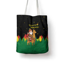 Bolivia Christmas Tote Bag with Santa Claus Llama Andean Outfit and Festive Tree Design - Wonder Print Shop