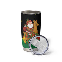 Bolivia Christmas Tumbler Cup with Santa Claus Llama Andean Outfit and Festive Tree Design - Wonder Print Shop