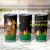 Bolivia Christmas Tumbler Cup with Santa Claus Llama Andean Outfit and Festive Tree Design - Wonder Print Shop