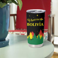 Bolivia Christmas Tumbler Cup with Santa Claus Llama Andean Outfit and Festive Tree Design - Wonder Print Shop