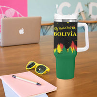 Bolivia Christmas Tumbler With Handle with Santa Claus Llama Andean Outfit and Festive Tree Design - Wonder Print Shop