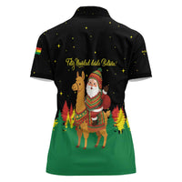 Bolivia Christmas Women Polo Shirt with Santa Claus Llama Andean Outfit and Festive Tree Design - Wonder Print Shop