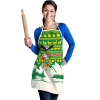 Bolivia Christmas Apron with Santa Claus Andean Deer Condor and Traditional Pattern Design - Wonder Print Shop