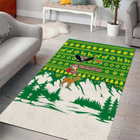Bolivia Christmas Area Rug with Santa Claus Andean Deer Condor and Traditional Pattern Design - Wonder Print Shop