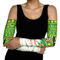 Bolivia Christmas Arm Sleeves with Santa Claus Andean Deer Condor and Traditional Pattern Design - Wonder Print Shop