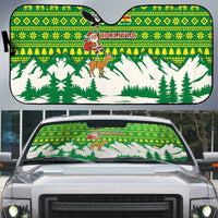 Bolivia Christmas Auto Sun Shade with Santa Claus Andean Deer Condor and Traditional Pattern Design - Wonder Print Shop