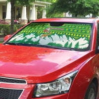 Bolivia Christmas Auto Sun Shade with Santa Claus Andean Deer Condor and Traditional Pattern Design - Wonder Print Shop