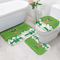 Bolivia Christmas Bathroom Set with Santa Claus Andean Deer Condor and Traditional Pattern Design - Wonder Print Shop