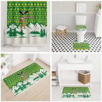 Bolivia Christmas Bathroom Set with Santa Claus Andean Deer Condor and Traditional Pattern Design - Wonder Print Shop
