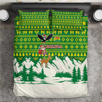 Bolivia Christmas Bedding Set with Santa Claus Andean Deer Condor and Traditional Pattern Design - Wonder Print Shop