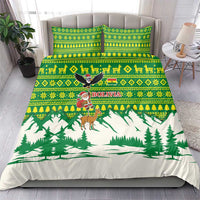 Bolivia Christmas Bedding Set with Santa Claus Andean Deer Condor and Traditional Pattern Design - Wonder Print Shop