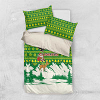 Bolivia Christmas Bedding Set with Santa Claus Andean Deer Condor and Traditional Pattern Design - Wonder Print Shop