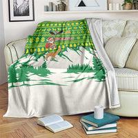 Bolivia Christmas Blanket with Santa Claus Andean Deer Condor and Traditional Pattern Design - Wonder Print Shop