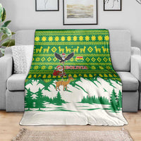 Bolivia Christmas Blanket with Santa Claus Andean Deer Condor and Traditional Pattern Design - Wonder Print Shop
