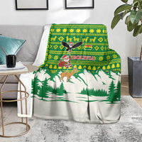Bolivia Christmas Blanket with Santa Claus Andean Deer Condor and Traditional Pattern Design - Wonder Print Shop