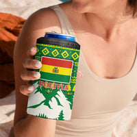 Bolivia Christmas 4 in 1 Can Cooler Tumbler with Santa Claus Andean Deer Condor and Traditional Pattern Design - Wonder Print Shop
