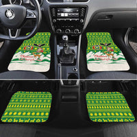 Bolivia Christmas Car Mats with Santa Claus Andean Deer Condor and Traditional Pattern Design - Wonder Print Shop
