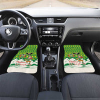 Bolivia Christmas Car Mats with Santa Claus Andean Deer Condor and Traditional Pattern Design - Wonder Print Shop