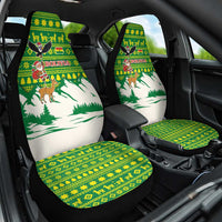 Bolivia Christmas Car Seat Cover with Santa Claus Andean Deer Condor and Traditional Pattern Design - Wonder Print Shop