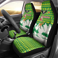 Bolivia Christmas Car Seat Cover with Santa Claus Andean Deer Condor and Traditional Pattern Design - Wonder Print Shop