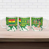 Bolivia Christmas Ceramic Mug with Santa Claus Andean Deer Condor and Traditional Pattern Design - Wonder Print Shop