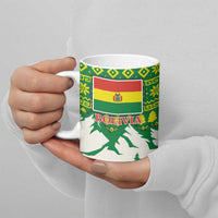 Bolivia Christmas Ceramic Mug with Santa Claus Andean Deer Condor and Traditional Pattern Design - Wonder Print Shop