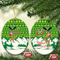 Bolivia Christmas Ceramic Ornament with Santa Claus Andean Deer Condor and Traditional Pattern Design - Wonder Print Shop
