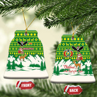 Bolivia Christmas Ceramic Ornament with Santa Claus Andean Deer Condor and Traditional Pattern Design - Wonder Print Shop