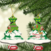 Bolivia Christmas Ceramic Ornament with Santa Claus Andean Deer Condor and Traditional Pattern Design - Wonder Print Shop