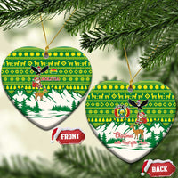 Bolivia Christmas Ceramic Ornament with Santa Claus Andean Deer Condor and Traditional Pattern Design - Wonder Print Shop