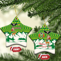 Bolivia Christmas Ceramic Ornament with Santa Claus Andean Deer Condor and Traditional Pattern Design - Wonder Print Shop