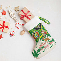 Bolivia Christmas Stocking with Santa Claus Andean Deer Condor and Traditional Pattern Design - Wonder Print Shop