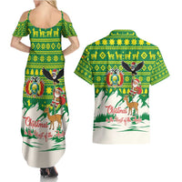 Bolivia Christmas Couples Matching Summer Maxi Dress and Hawaiian Shirt with Santa Claus Andean Deer Condor and Traditional Pattern Design - Wonder Print Shop