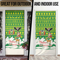 Bolivia Christmas Door Cover with Santa Claus Andean Deer Condor and Traditional Pattern Design - Wonder Print Shop