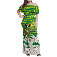 Bolivia Christmas Family Matching Off Shoulder Maxi Dress and Hawaiian Shirt with Santa Claus Andean Deer Condor and Traditional Pattern Design - Wonder Print Shop