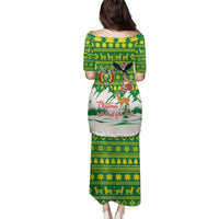 Bolivia Christmas Family Matching Puletasi and Hawaiian Shirt with Santa Claus Andean Deer Condor and Traditional Pattern Design - Wonder Print Shop