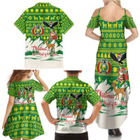 Bolivia Christmas Family Matching Summer Maxi Dress and Hawaiian Shirt with Santa Claus Andean Deer Condor and Traditional Pattern Design - Wonder Print Shop