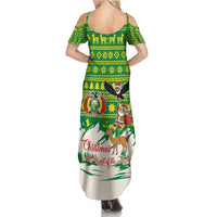 Bolivia Christmas Family Matching Summer Maxi Dress and Hawaiian Shirt with Santa Claus Andean Deer Condor and Traditional Pattern Design - Wonder Print Shop