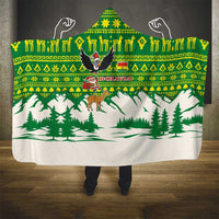 Bolivia Christmas Hooded Blanket with Santa Claus Andean Deer Condor and Traditional Pattern Design - Wonder Print Shop