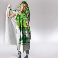 Bolivia Christmas Hooded Blanket with Santa Claus Andean Deer Condor and Traditional Pattern Design - Wonder Print Shop