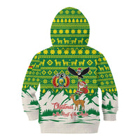 Bolivia Christmas Kid Hoodie with Santa Claus Andean Deer Condor and Traditional Pattern Design - Wonder Print Shop