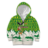 Bolivia Christmas Kid Hoodie with Santa Claus Andean Deer Condor and Traditional Pattern Design - Wonder Print Shop