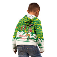 Bolivia Christmas Kid Hoodie with Santa Claus Andean Deer Condor and Traditional Pattern Design - Wonder Print Shop
